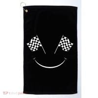 Car Racing Checkered Flag Smile Finish Line Automobile Racer Golf Towel thumb 0