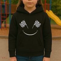 Car Racing Checkered Flag Smile Finish Line Automobile Racer Kids Hoodie thumb 3