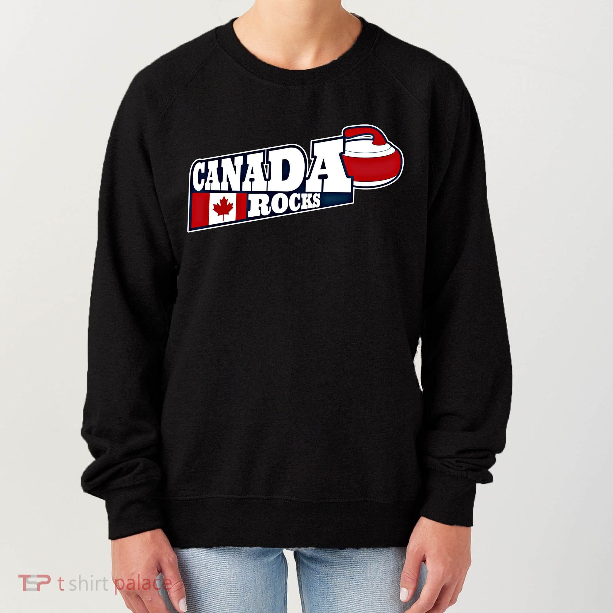 Canada Rocks Curling Stone Curler Canadian Flag Curling Funny Gift Women's Sweatshirt