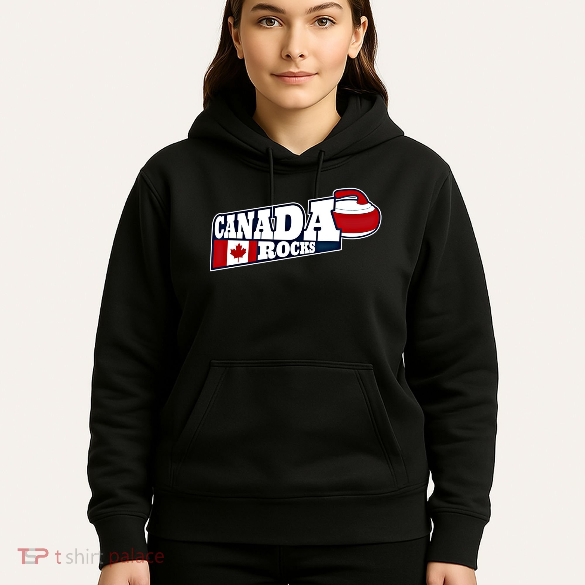 Canada Rocks Curling Stone Curler Canadian Flag Curling Funny Gift Hoodie