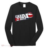 Canada Rocks Curling Stone Curler Canadian Flag Curling Funny Gift Long Sleeve Shirt thumb 0