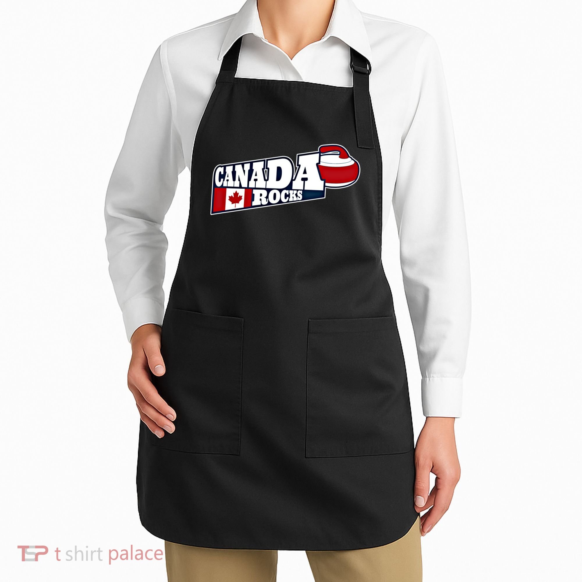 Canada Rocks Curling Stone Curler Canadian Flag Curling Funny Gift Apron