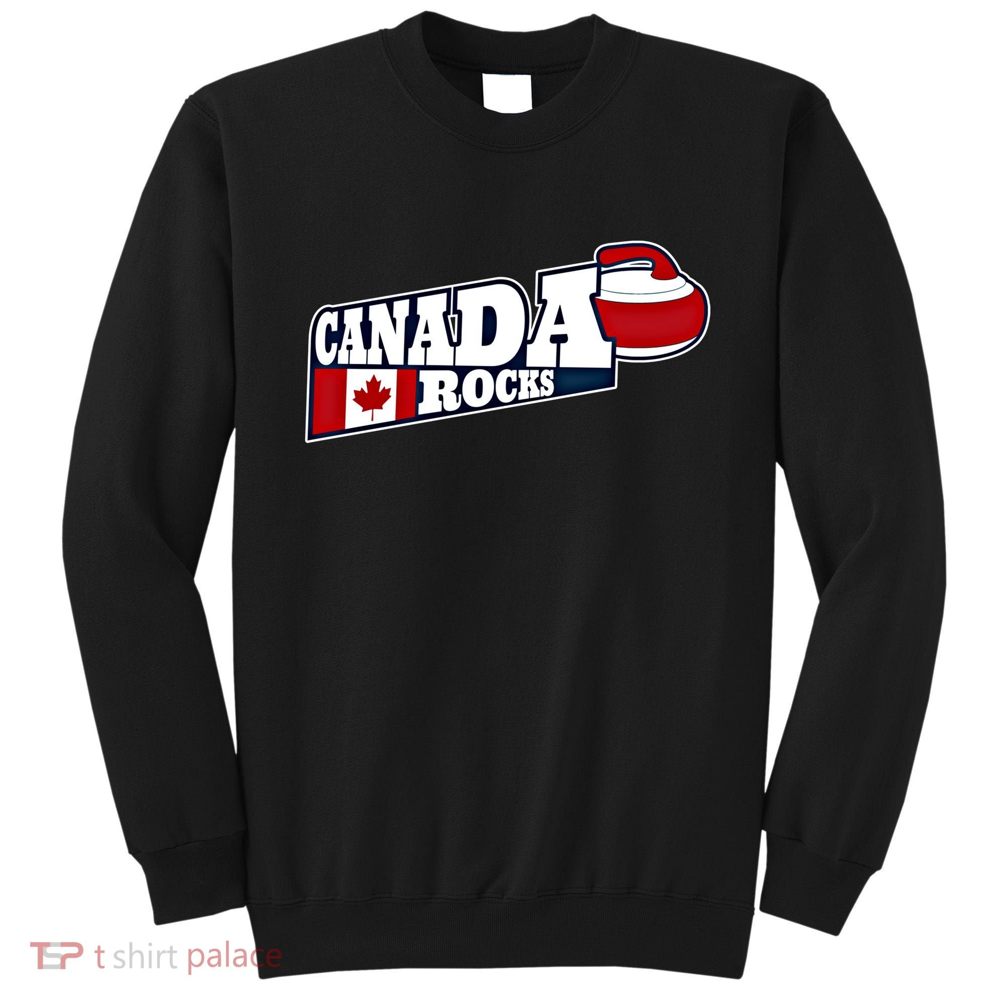 Canada Rocks Curling Stone Curler Canadian Flag Curling Funny Gift Sweatshirt