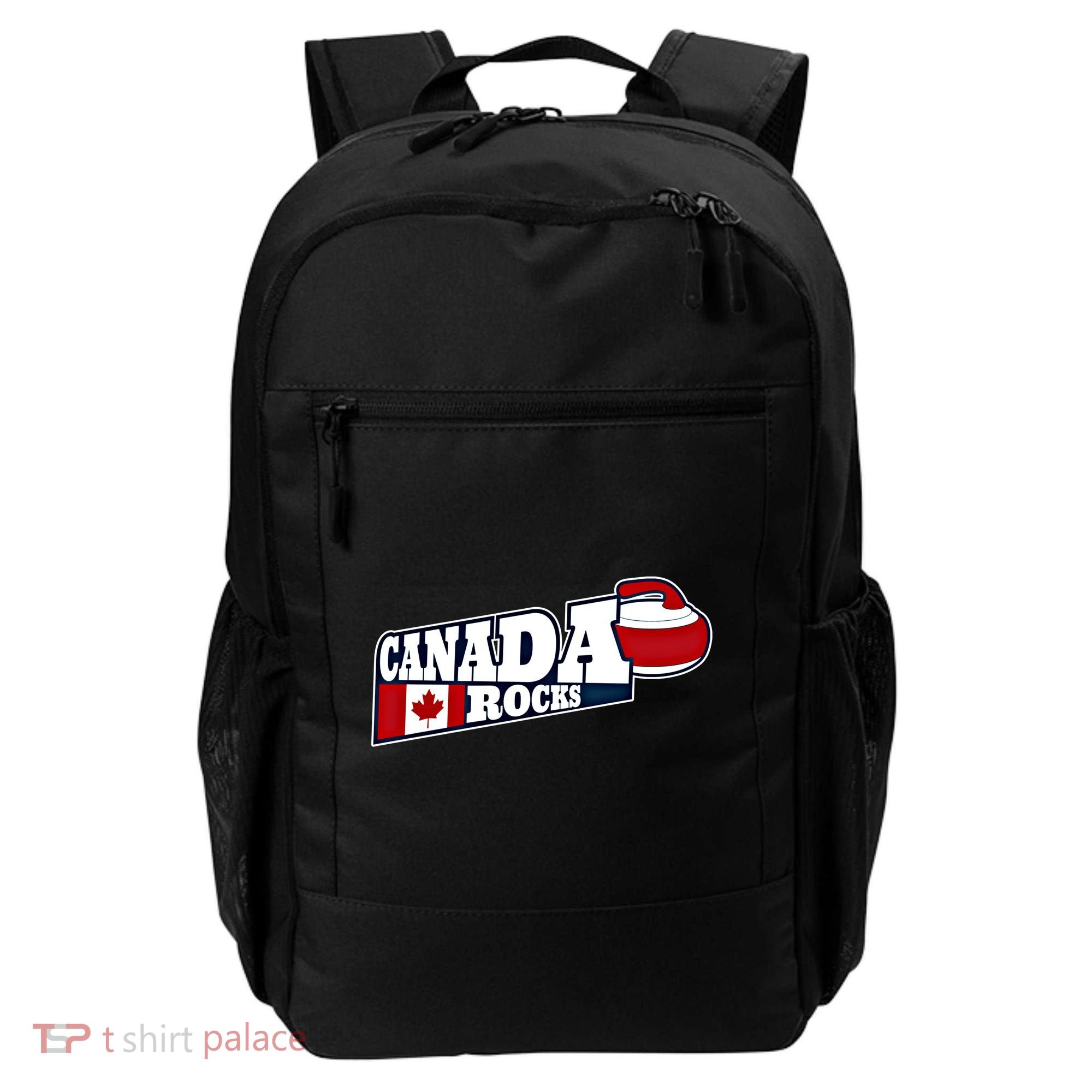 Canada Rocks Curling Stone Curler Canadian Flag Curling Funny Gift Backpack