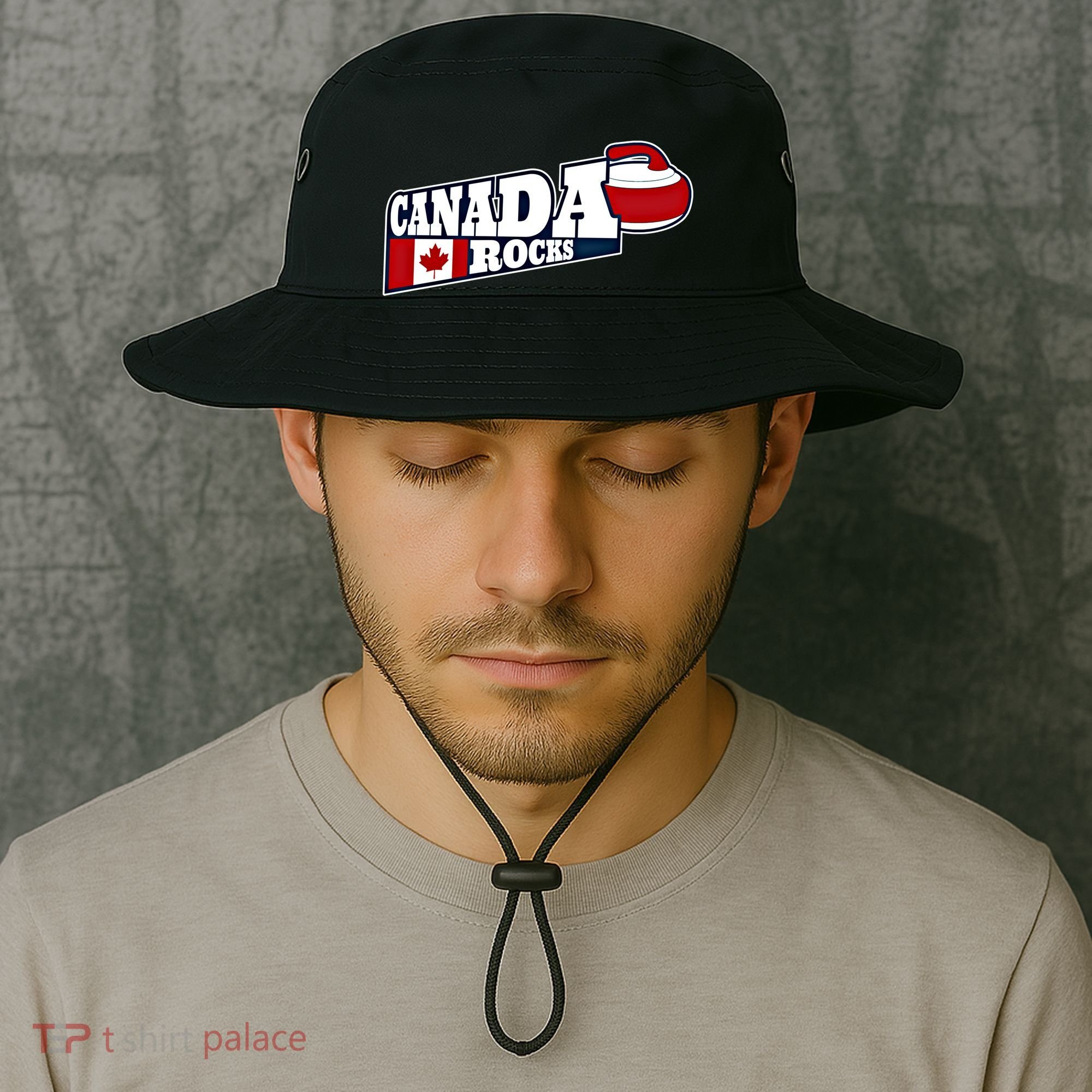 Canada Rocks Curling Stone Curler Canadian Flag Curling Funny Gift Bucket Hat