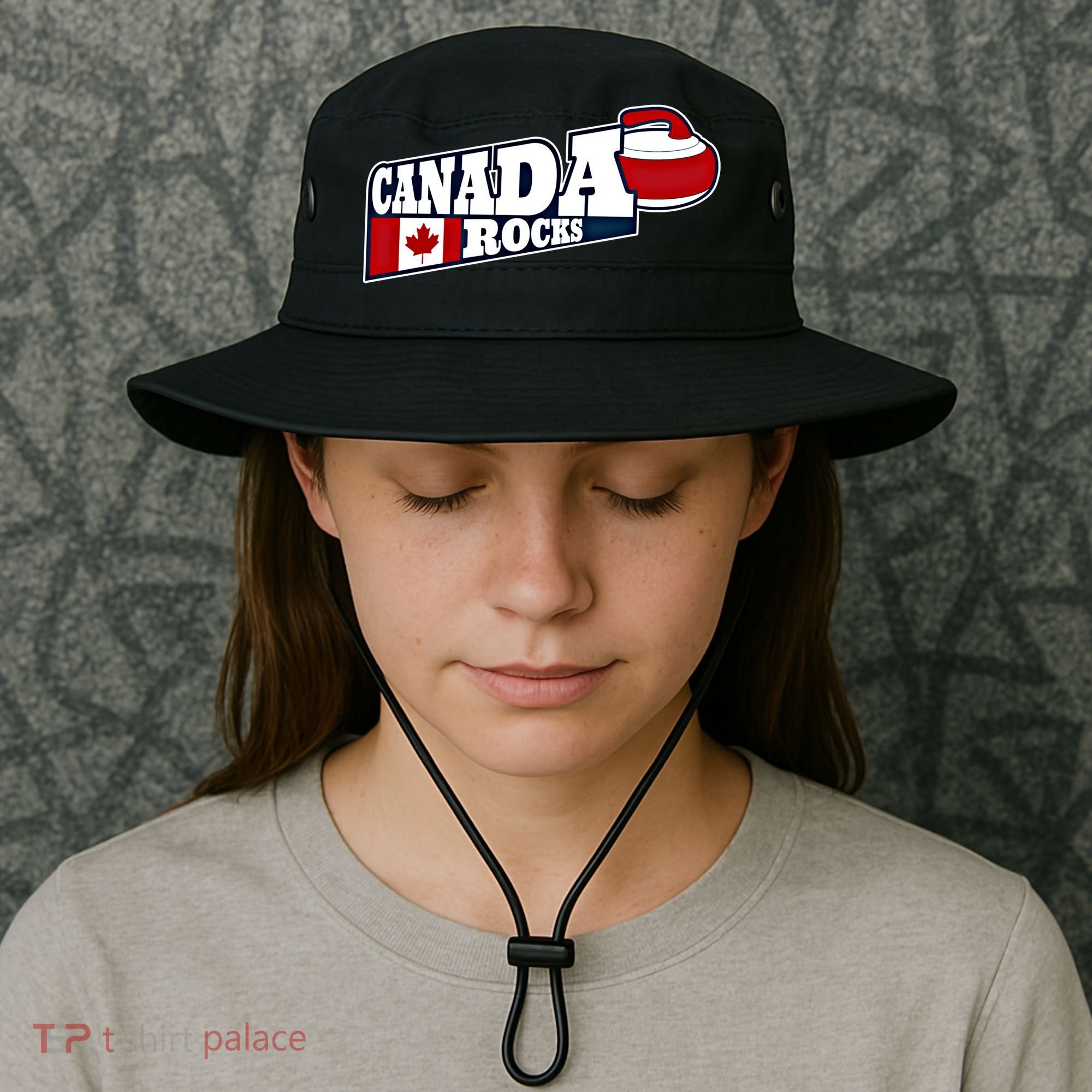 Canada Rocks Curling Stone Curler Canadian Flag Curling Funny Gift Bucket Hat