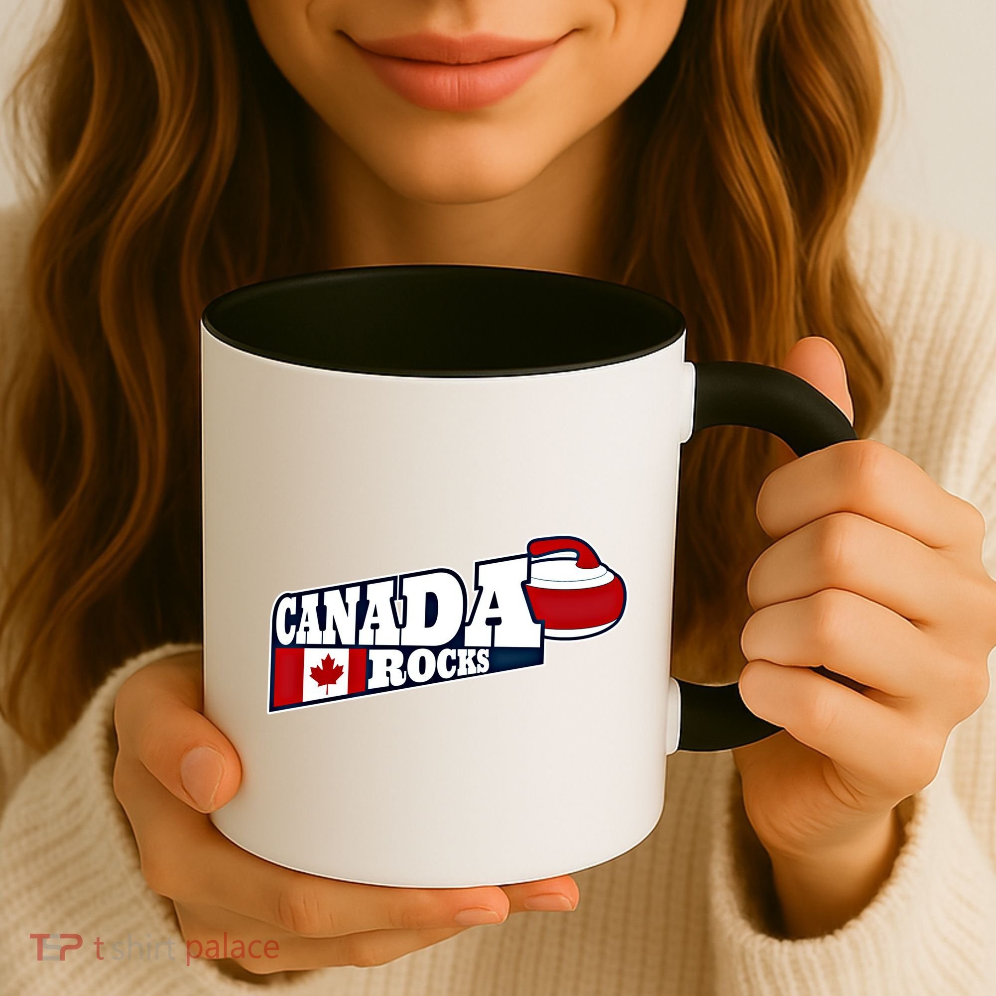 Canada Rocks Curling Stone Curler Canadian Flag Curling Funny Gift Coffee Mug