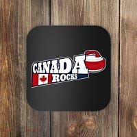 Canada Rocks Curling Stone Curler Canadian Flag Curling Funny Gift Coaster thumb 0