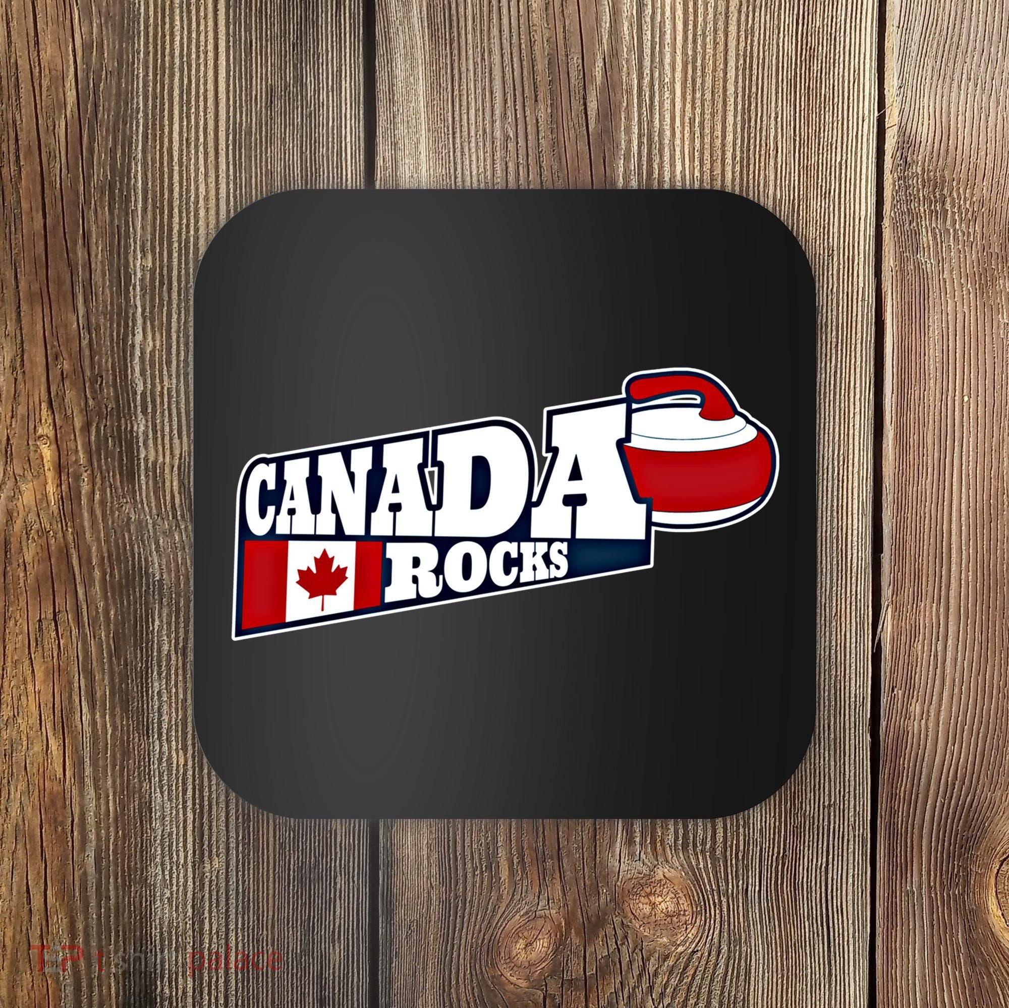 Canada Rocks Curling Stone Curler Canadian Flag Curling Funny Gift Coaster