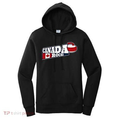 Canada Rocks Curling Stone Curler Canadian Flag Curling Funny Gift Women's Hoodie