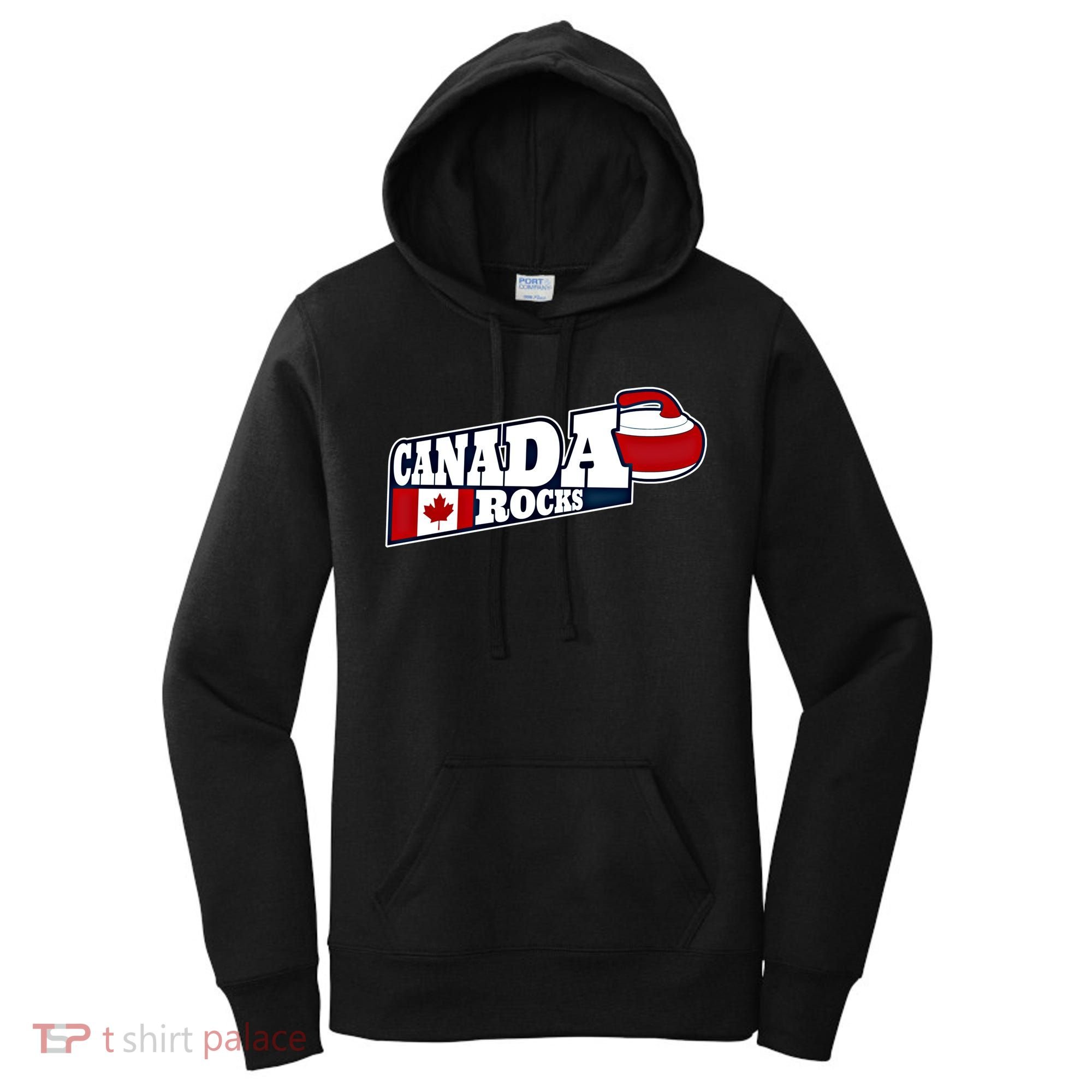 Canada Rocks Curling Stone Curler Canadian Flag Curling Funny Gift Women's Hoodie