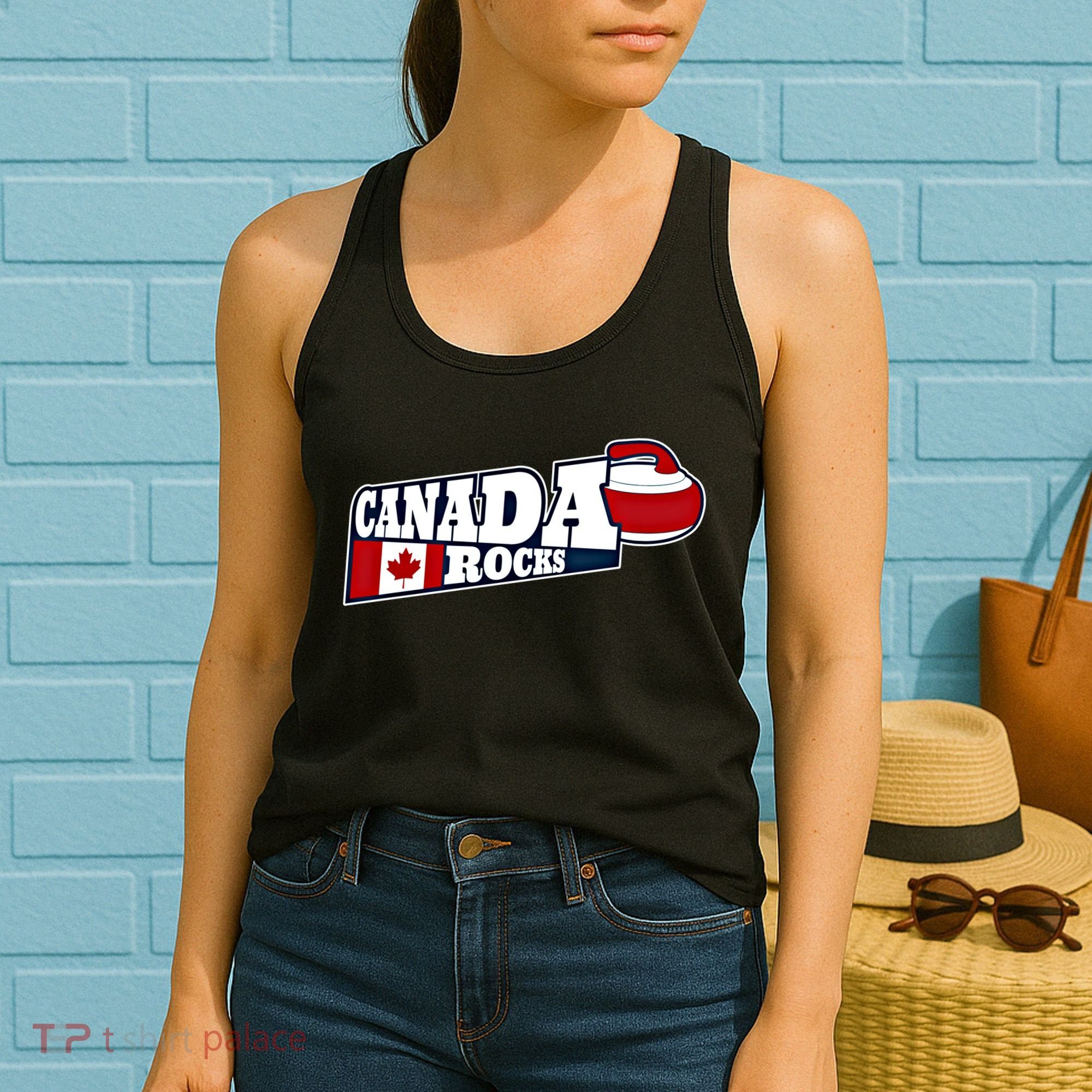 Canada Rocks Curling Stone Curler Canadian Flag Curling Funny Gift Women's Tank Top