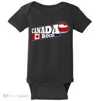 Canada Rocks Curling Stone Curler Canadian Flag Curling Funny Gift Baby Bodysuit thumb 0