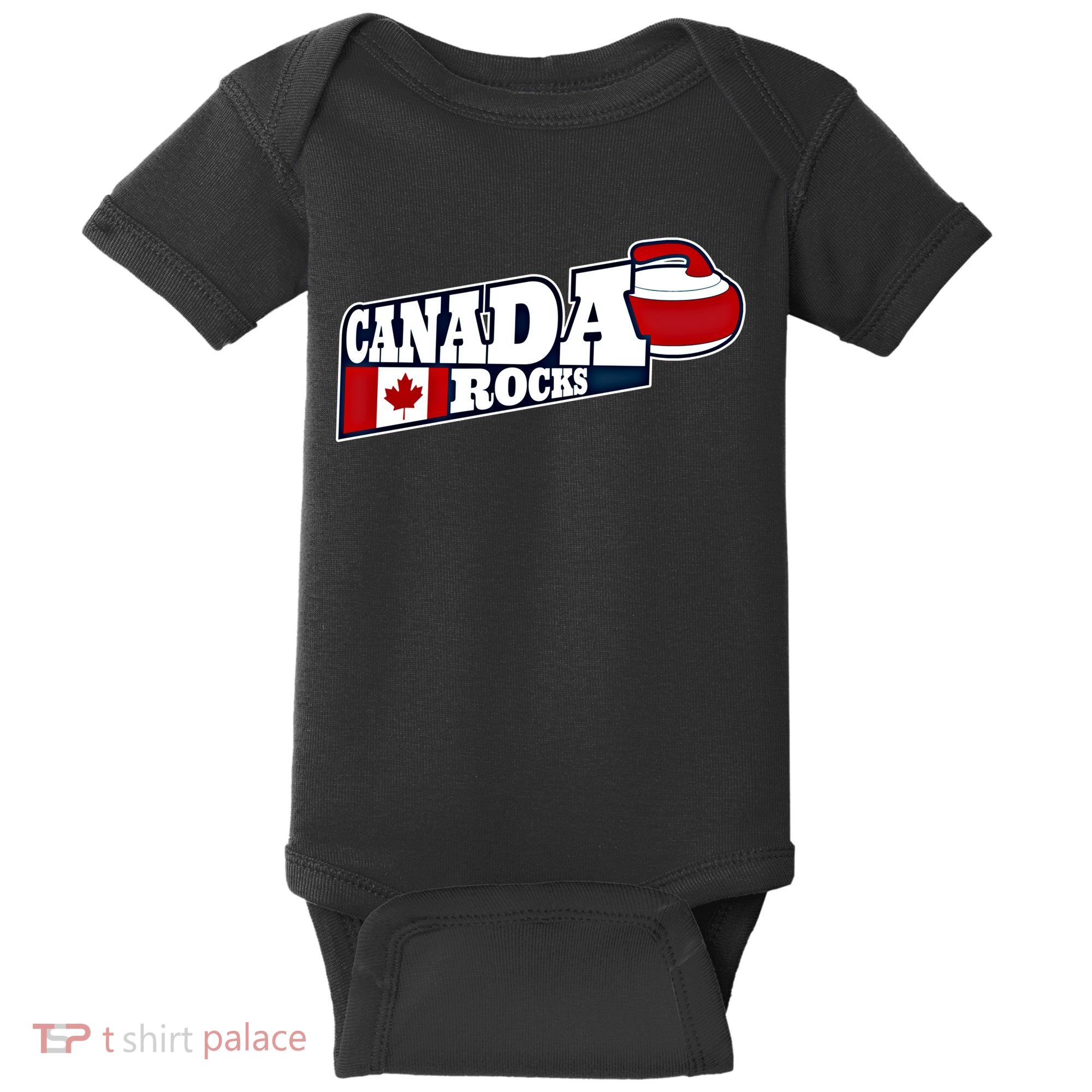 Canada Rocks Curling Stone Curler Canadian Flag Curling Funny Gift Baby Bodysuit