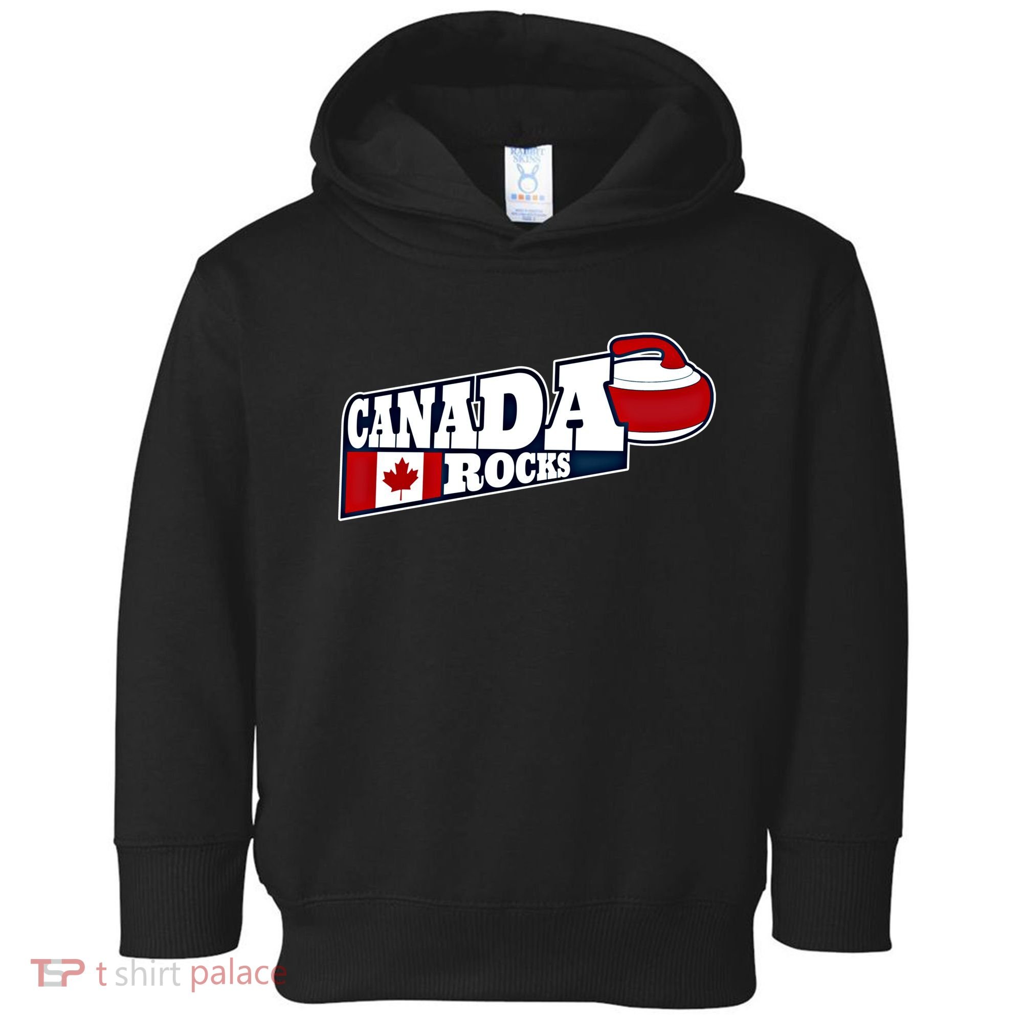 Canada Rocks Curling Stone Curler Canadian Flag Curling Funny Gift Toddler Hoodie