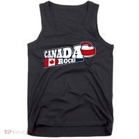 Canada Rocks Curling Stone Curler Canadian Flag Curling Funny Gift Tank Top thumb 0