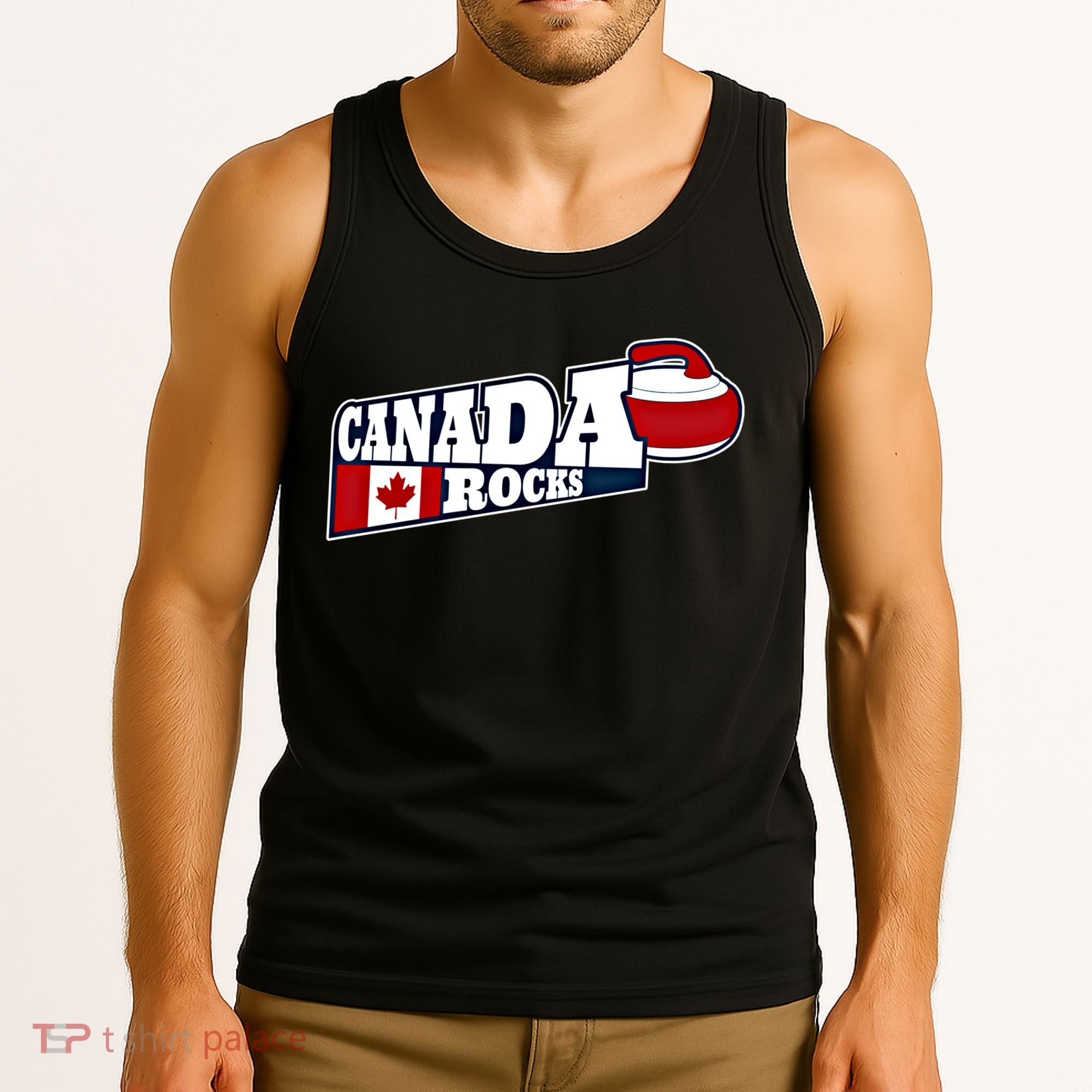 Canada Rocks Curling Stone Curler Canadian Flag Curling Funny Gift Tank Top