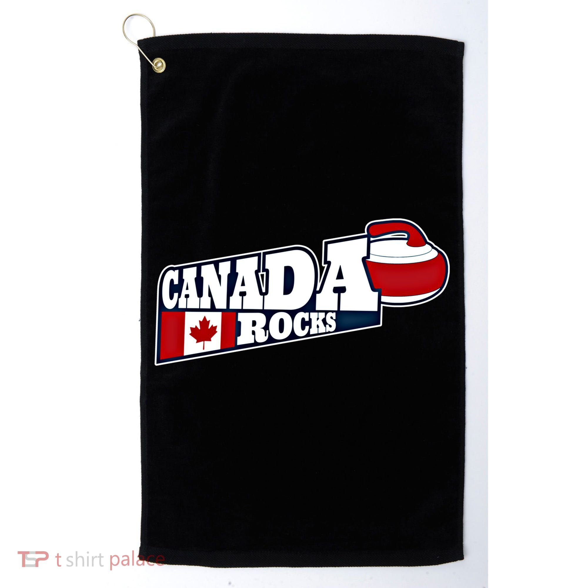 Canada Rocks Curling Stone Curler Canadian Flag Curling Funny Gift Golf Towel