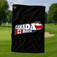 Canada Rocks Curling Stone Curler Canadian Flag Curling Funny Gift Golf Towel thumb 1