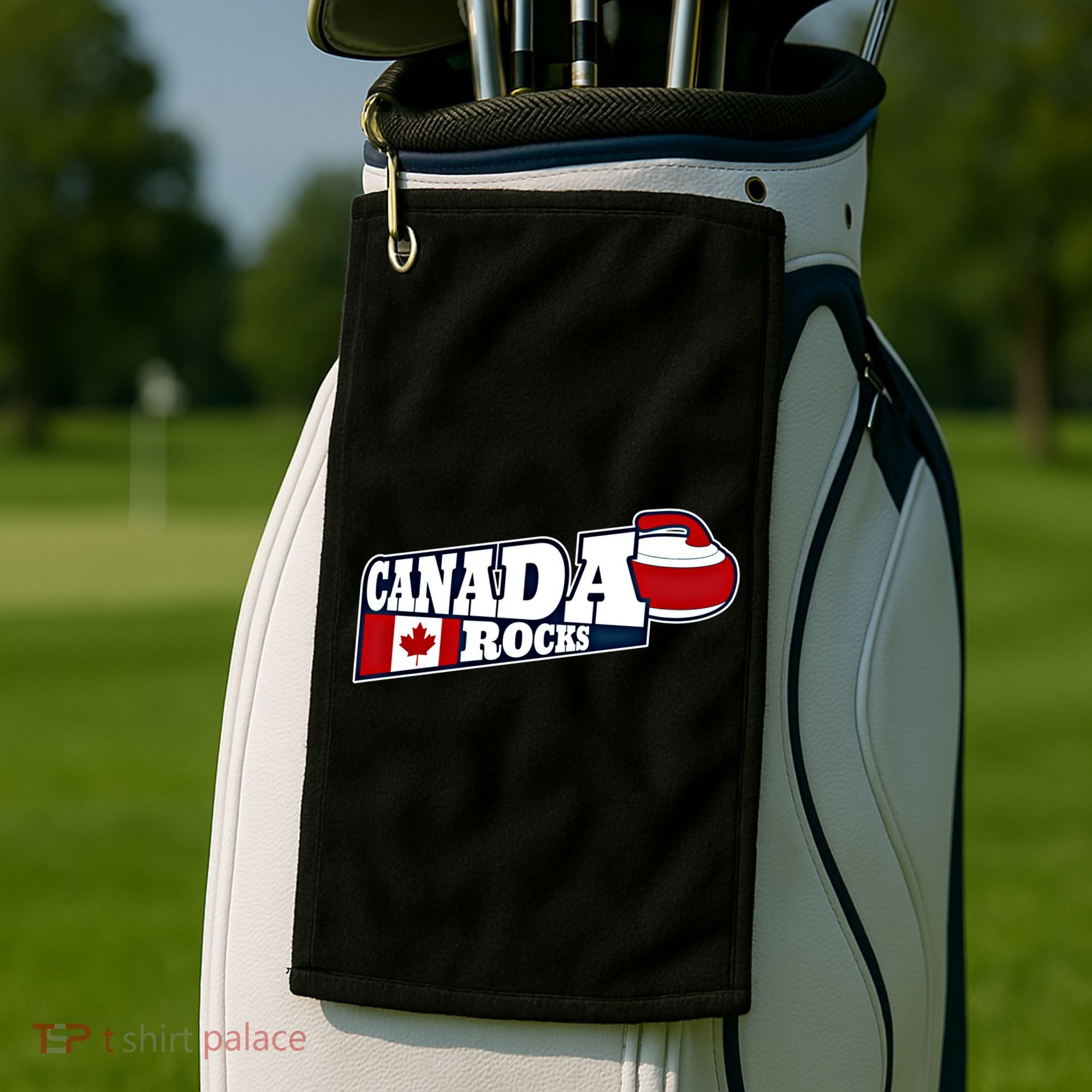 Canada Rocks Curling Stone Curler Canadian Flag Curling Funny Gift Golf Towel