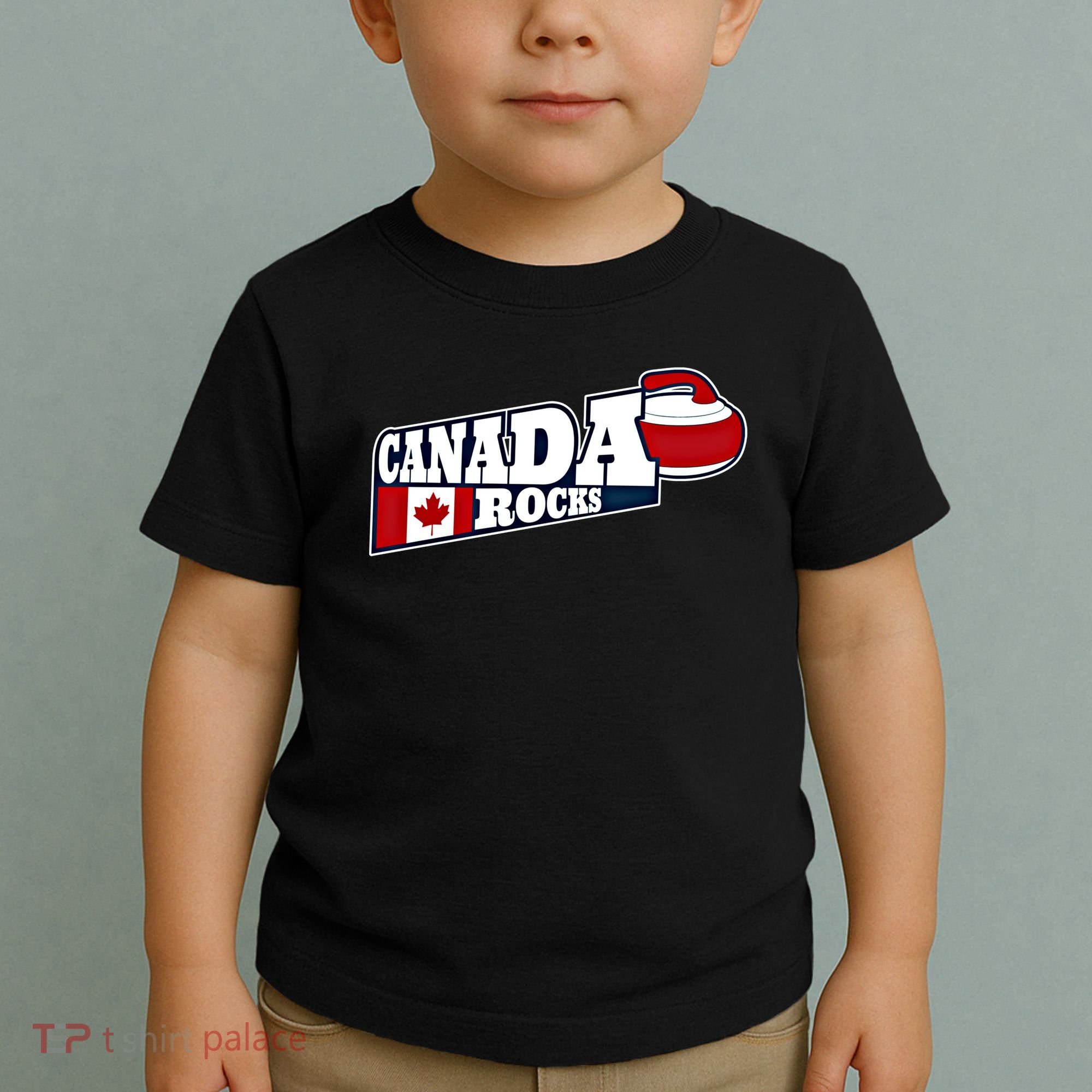 Canada Rocks Curling Stone Curler Canadian Flag Curling Funny Gift Toddler T-Shirt