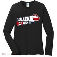 Canada Rocks Curling Stone Curler Canadian Flag Curling Funny Gift Women's Long Sleeve Shirt thumb 0