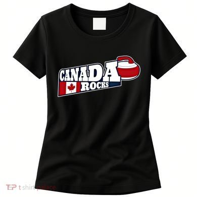 Canada Rocks Curling Stone Curler Canadian Flag Curling Funny Gift Women's T-Shirt