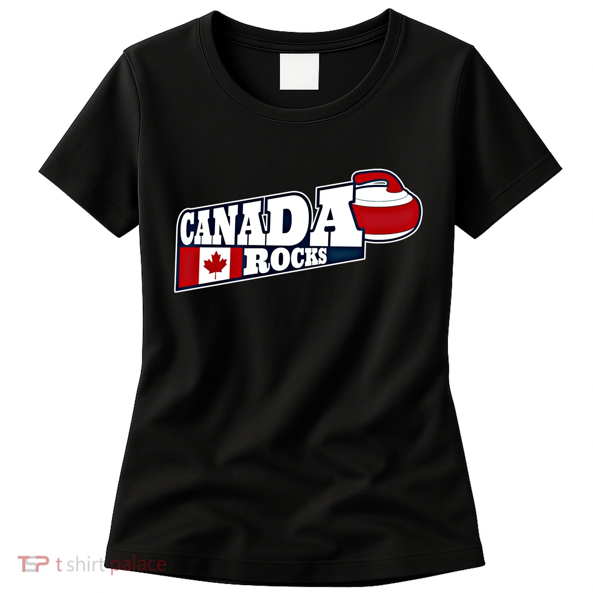 Canada Rocks Curling Stone Curler Canadian Flag Curling Funny Gift Women's T-Shirt