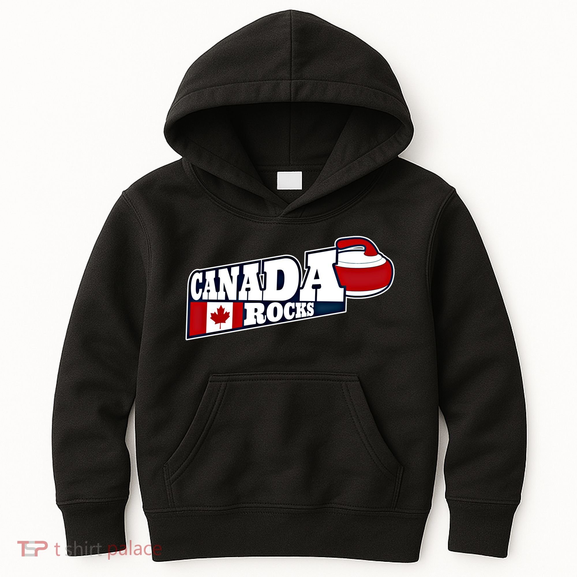 Canada Rocks Curling Stone Curler Canadian Flag Curling Funny Gift Kids Hoodie