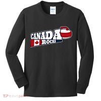 Canada Rocks Curling Stone Curler Canadian Flag Curling Funny Gift Kids Long Sleeve Shirt thumb 0
