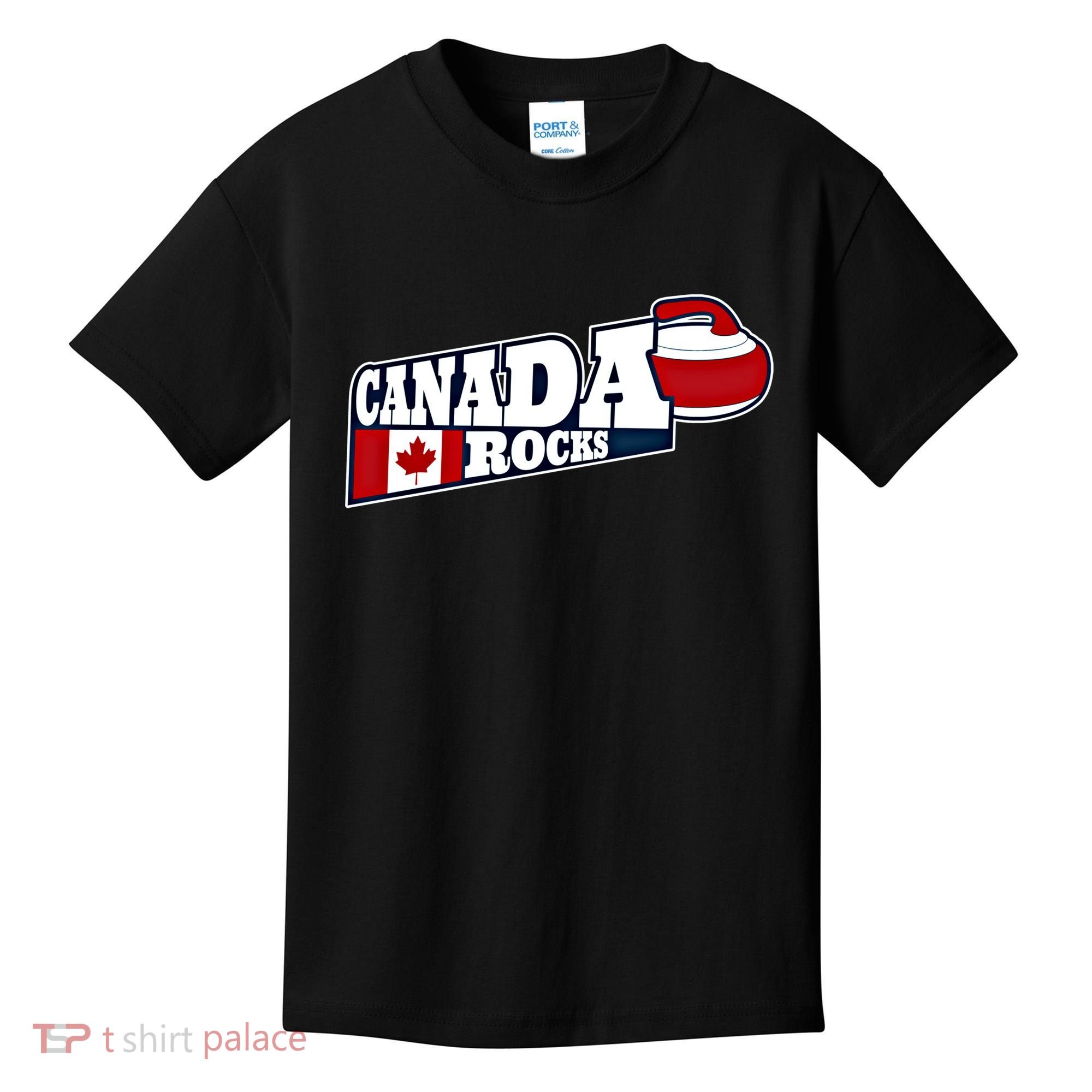Canada Rocks Curling Stone Curler Canadian Flag Curling Funny Gift Kids T-Shirt