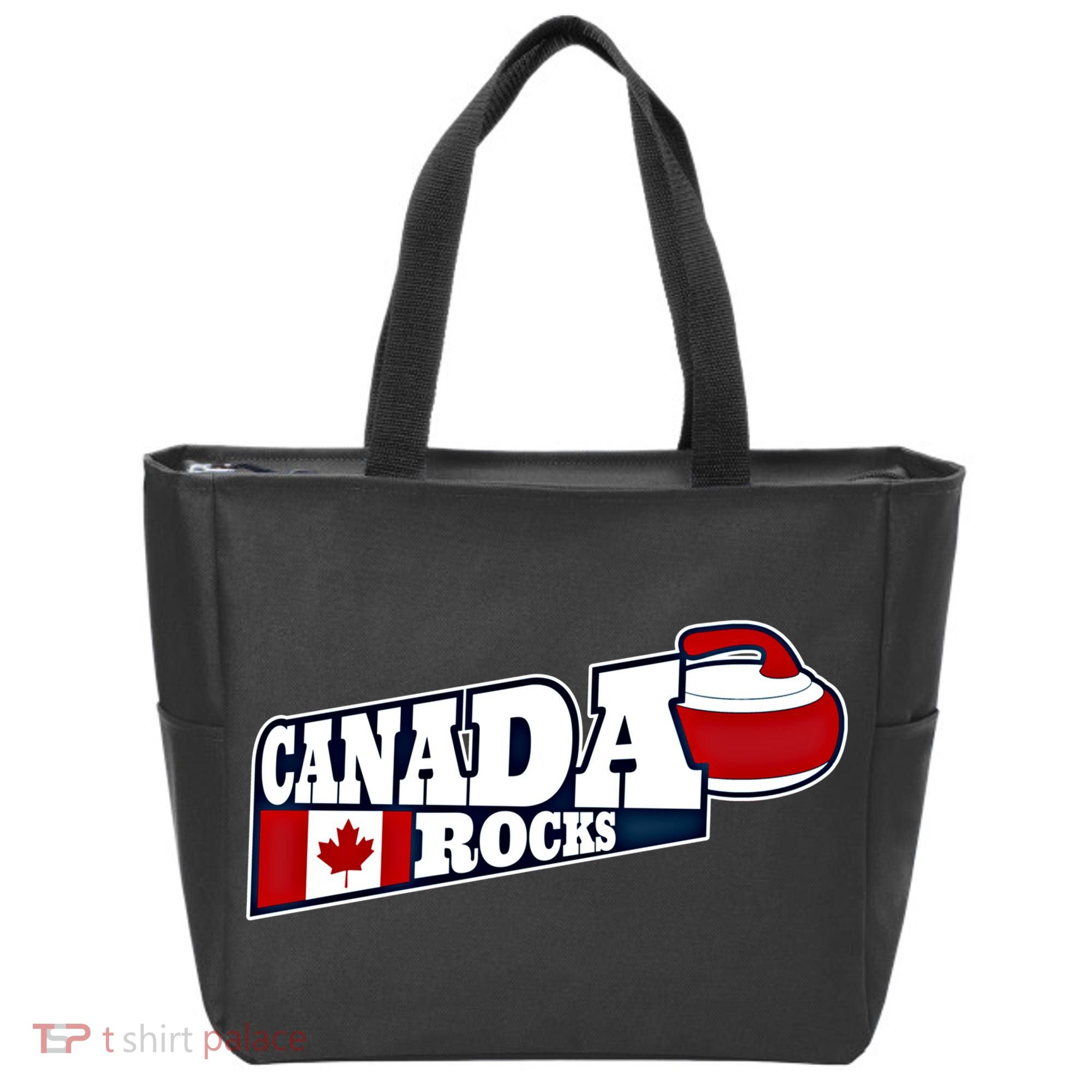 Canada Rocks Curling Stone Curler Canadian Flag Curling Funny Gift Tote Bag