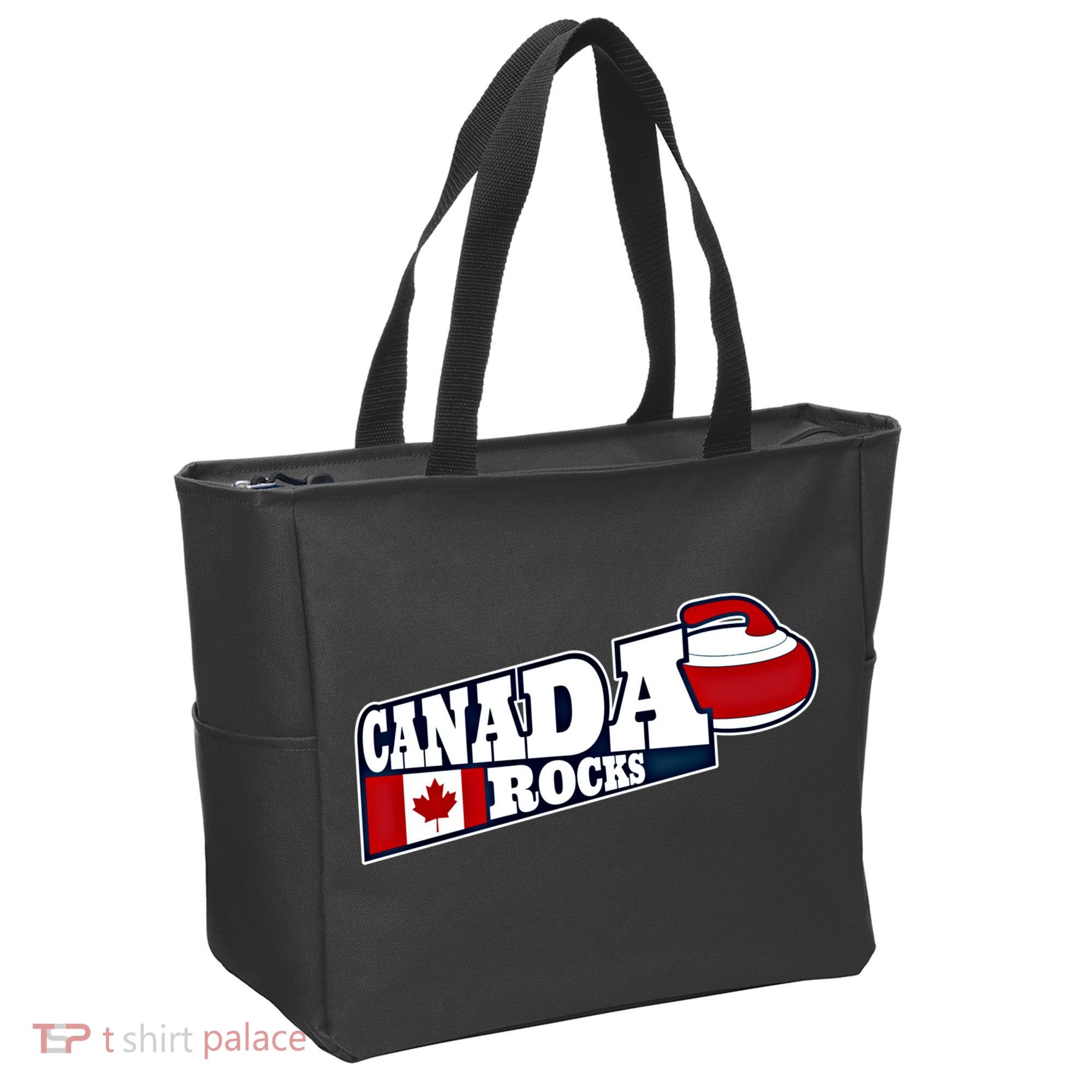 Canada Rocks Curling Stone Curler Canadian Flag Curling Funny Gift Tote Bag