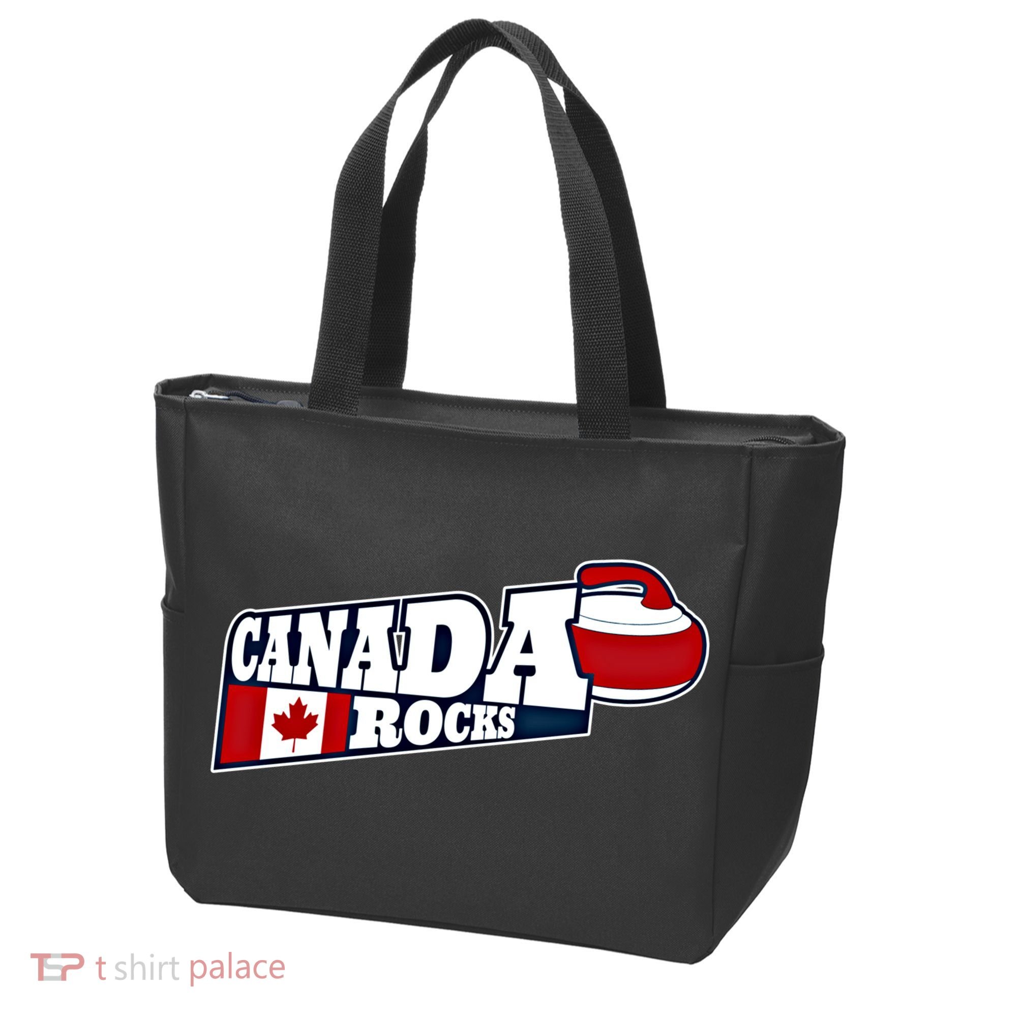 Canada Rocks Curling Stone Curler Canadian Flag Curling Funny Gift Tote Bag