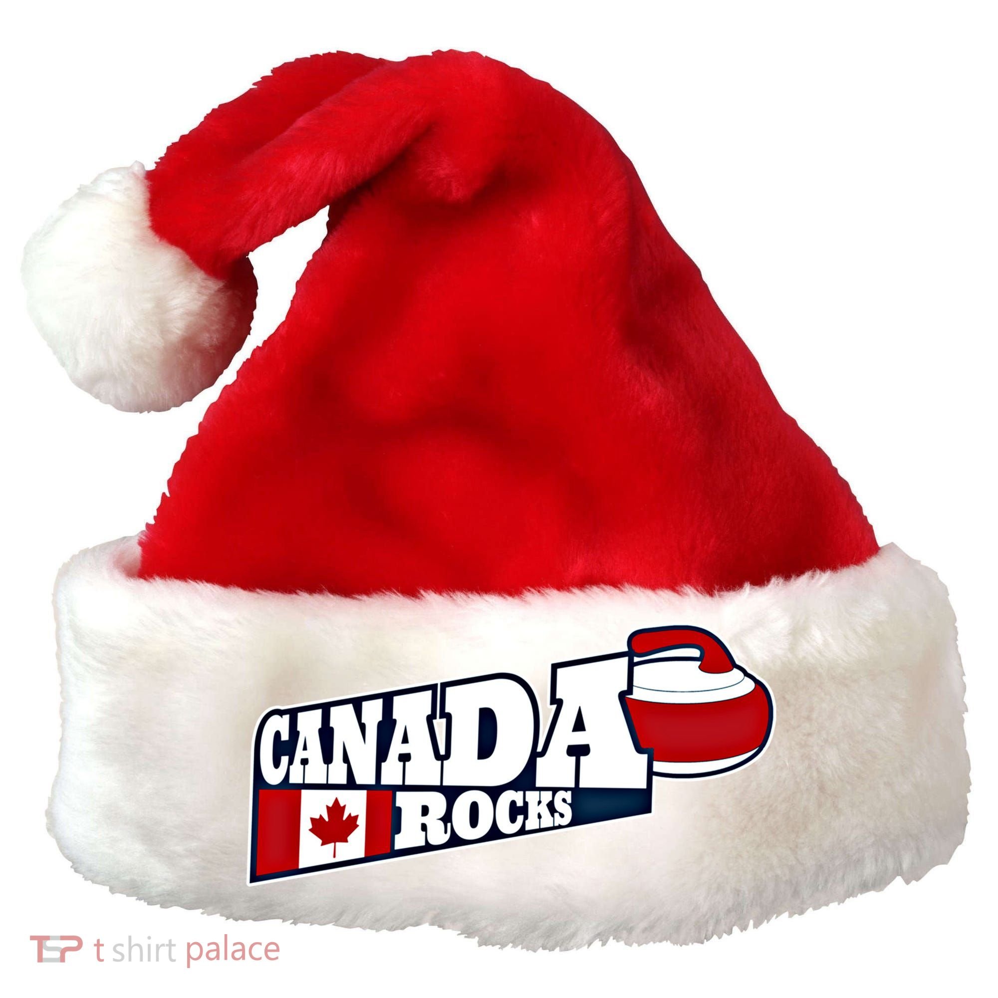 Canada Rocks Curling Stone Curler Canadian Flag Curling Funny Gift Santa Hat