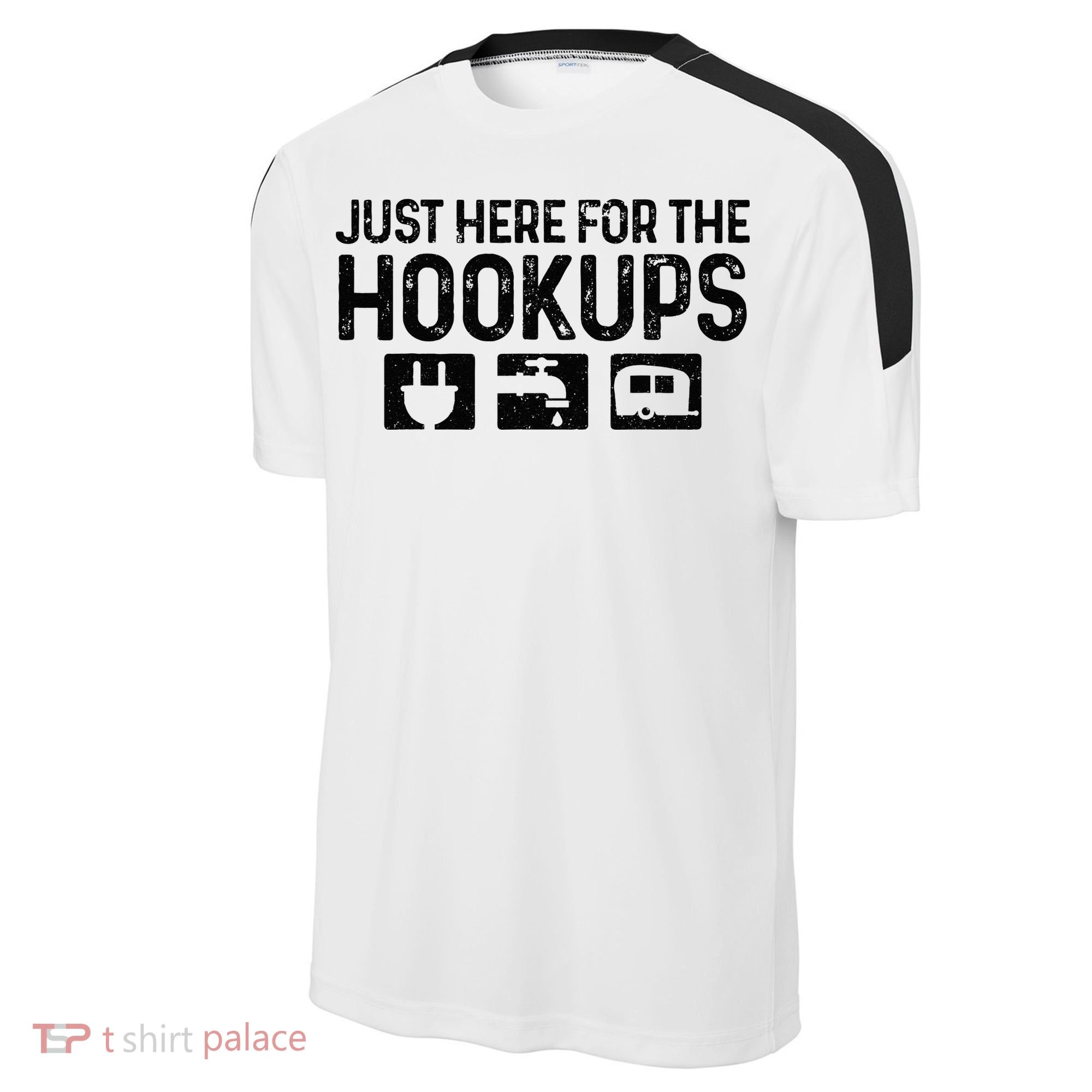 Camping RV Caravan Motorhome Just Here For The Hookups Funny Sport-Tek Competitor United Soccer Jersey