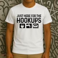Camping RV Caravan Motorhome Just Here For The Hookups Funny T-Shirt thumb 3