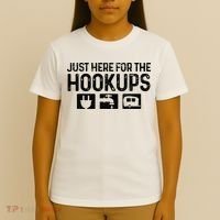 Camping RV Caravan Motorhome Just Here For The Hookups Funny T-Shirt thumb 4