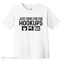 Camping RV Caravan Motorhome Just Here For The Hookups Funny Toddler T-Shirt thumb 0