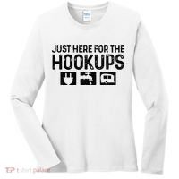 Camping RV Caravan Motorhome Just Here For The Hookups Funny Women's Long Sleeve Shirt thumb 0