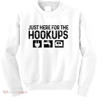 Camping RV Caravan Motorhome Just Here For The Hookups Funny Kids Sweatshirt thumb 0
