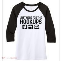 Camping RV Caravan Motorhome Just Here For The Hookups Funny Women's Tri-Blend 3/4-Sleeve Raglan Shirt thumb 0