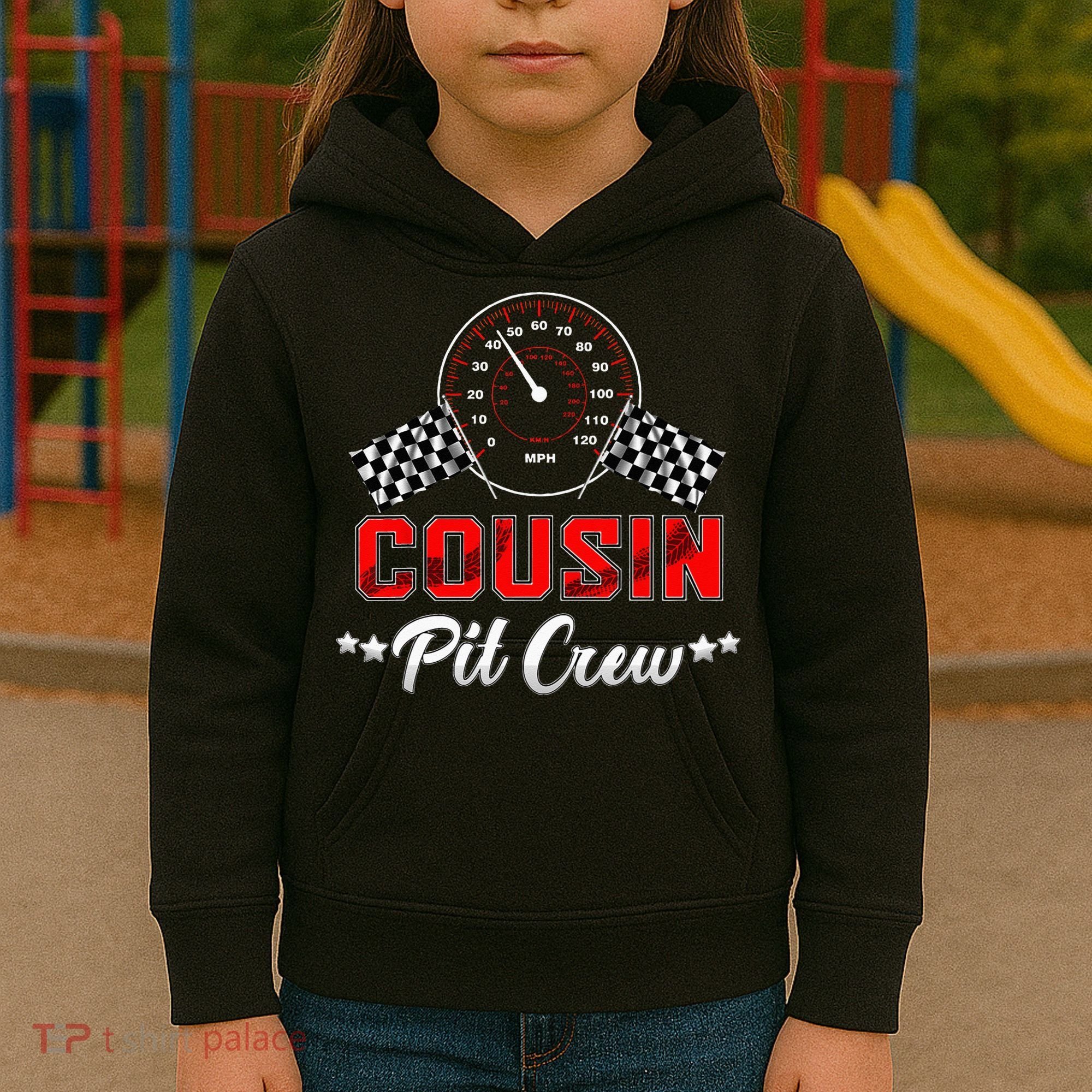 Cousin Racing Car Birthday Party Family Matching Pit Crew Kids Hoodie