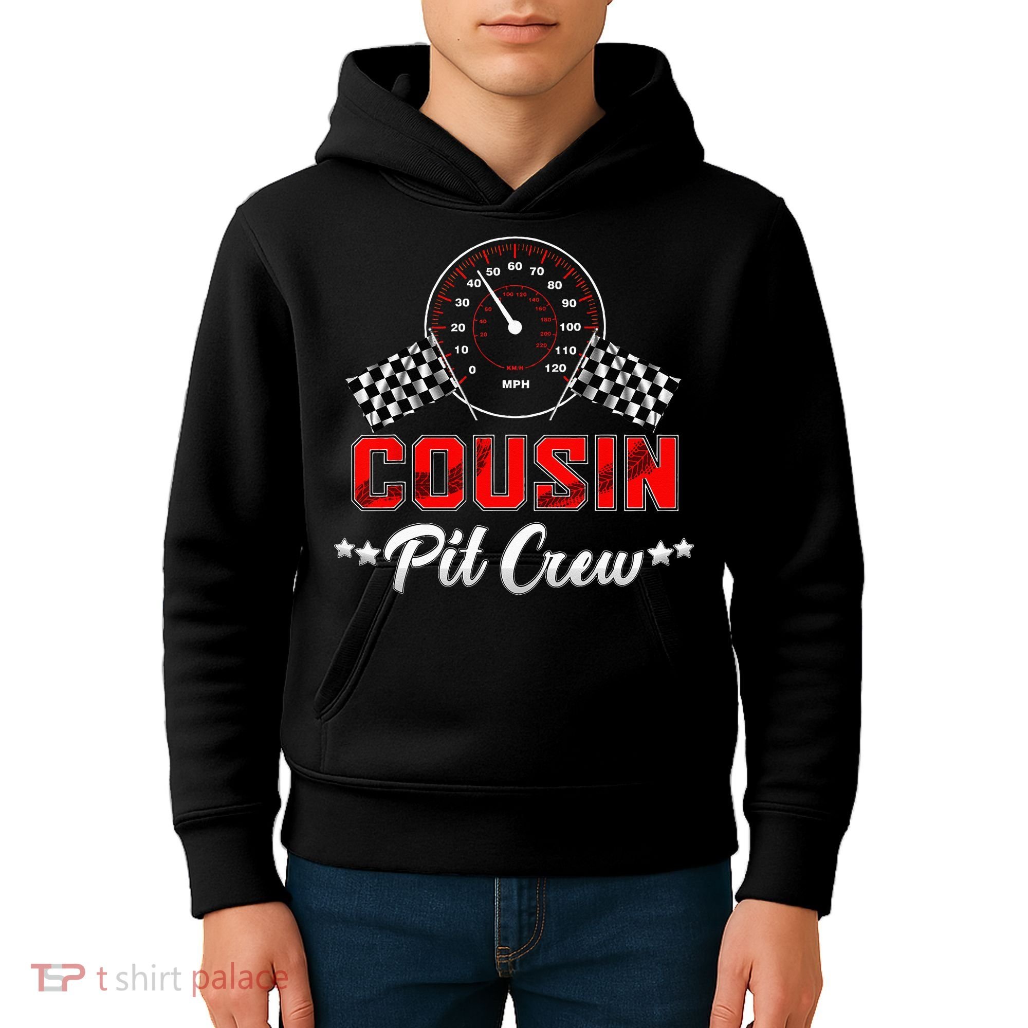 Cousin Racing Car Birthday Party Family Matching Pit Crew Kids Hoodie