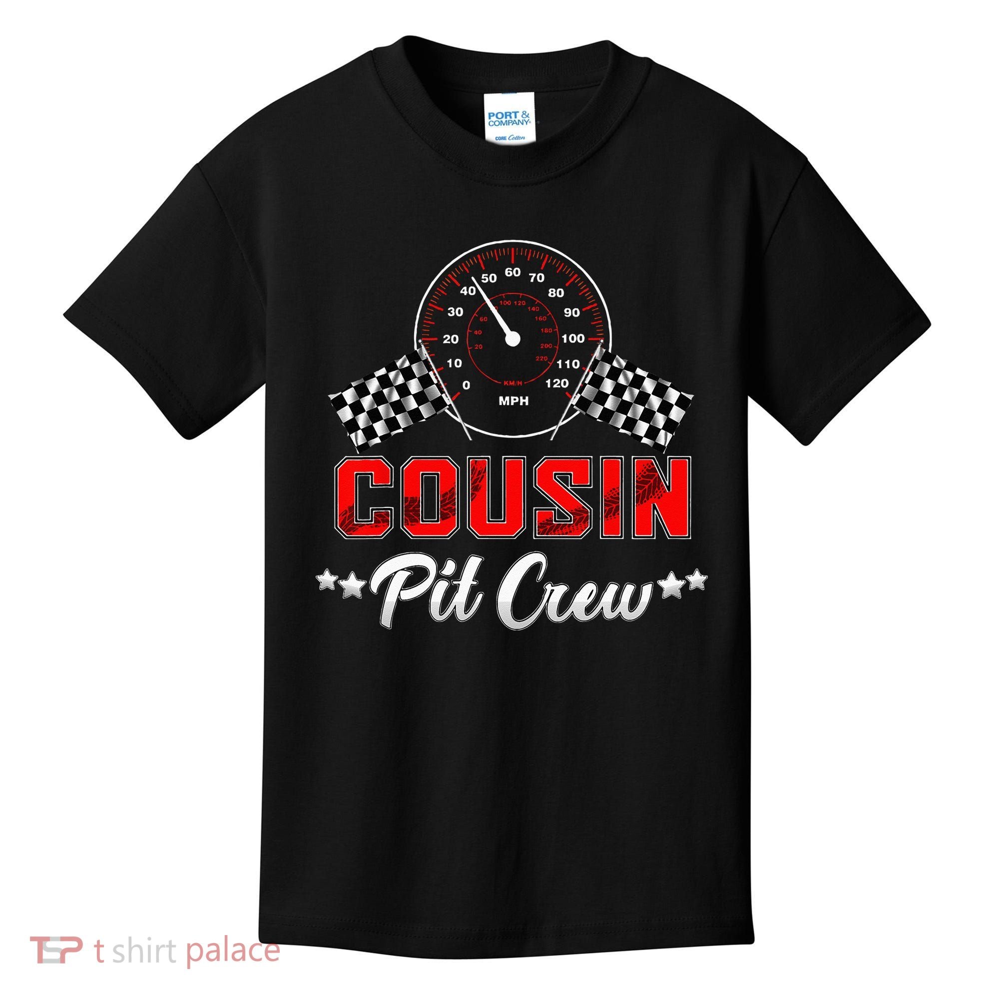 Cousin Racing Car Birthday Party Family Matching Pit Crew Kids T-Shirt