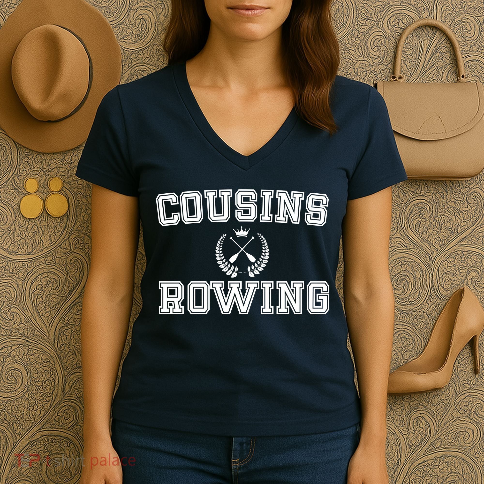 Cousins Rowing Crew Women's V-Neck T-Shirt