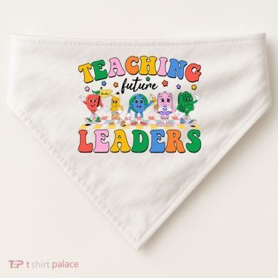 Cute Retro Cartoon Teaching Future Leaders USA-Made Doggie Bandana