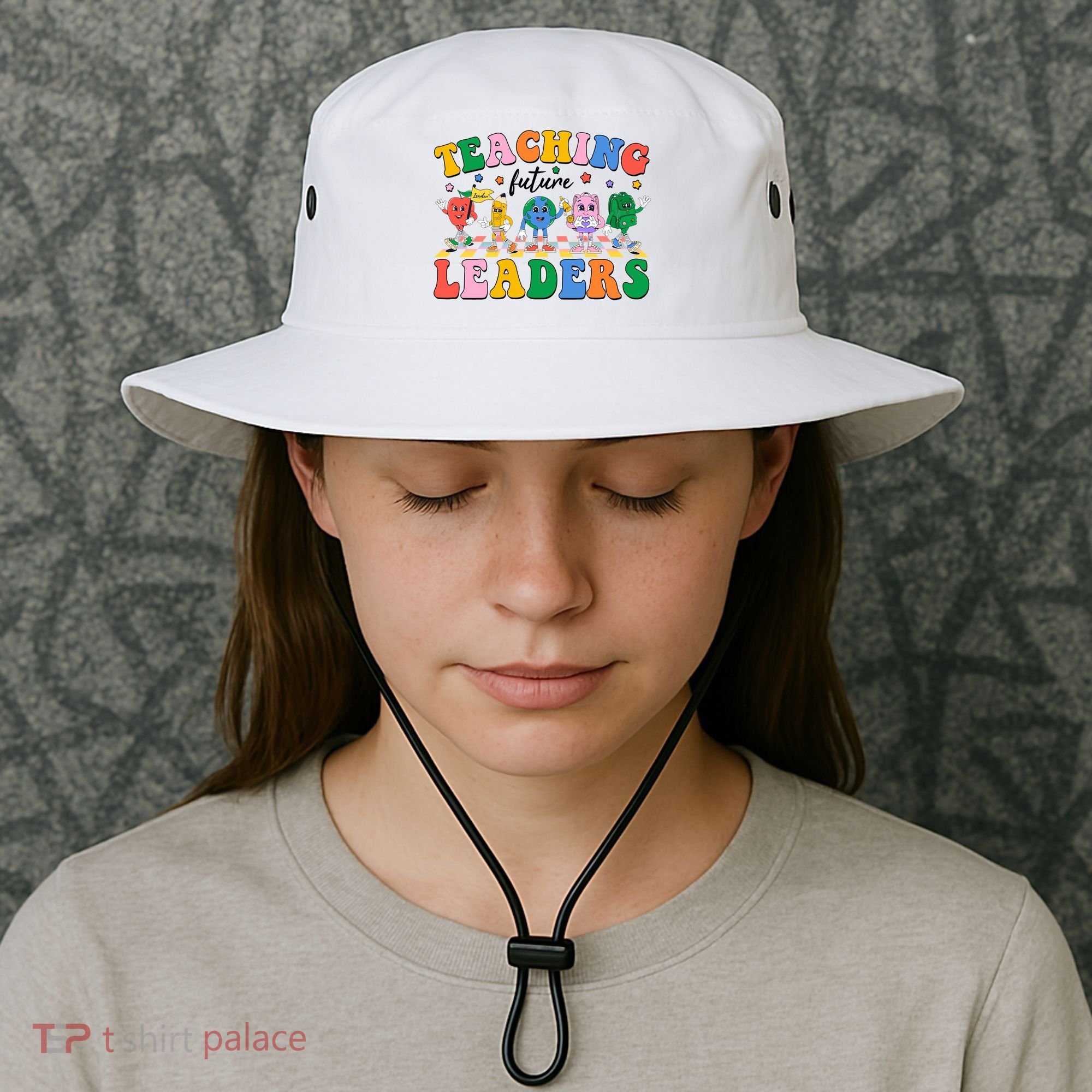 Cute Retro Cartoon Teaching Future Leaders Bucket Hat