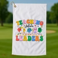Cute Retro Cartoon Teaching Future Leaders Golf Towel thumb 1