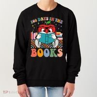 Cute Retro Cartoon Apple 100 Days Of Books Women's Sweatshirt thumb 0